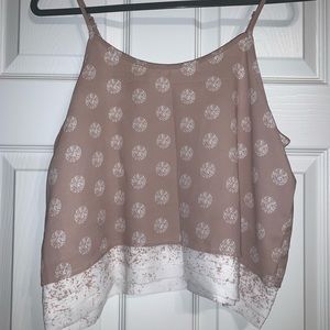 Pink and white polka dot layered crop top